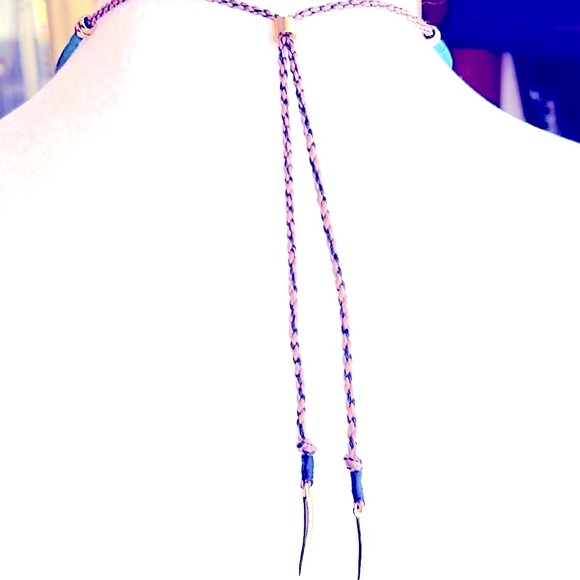 💧NWOT Lizzie Fortunato Necklace💧Turquoise 14k Plated & Black Onyx💧Adjustable💧 - Picture 8 of 11